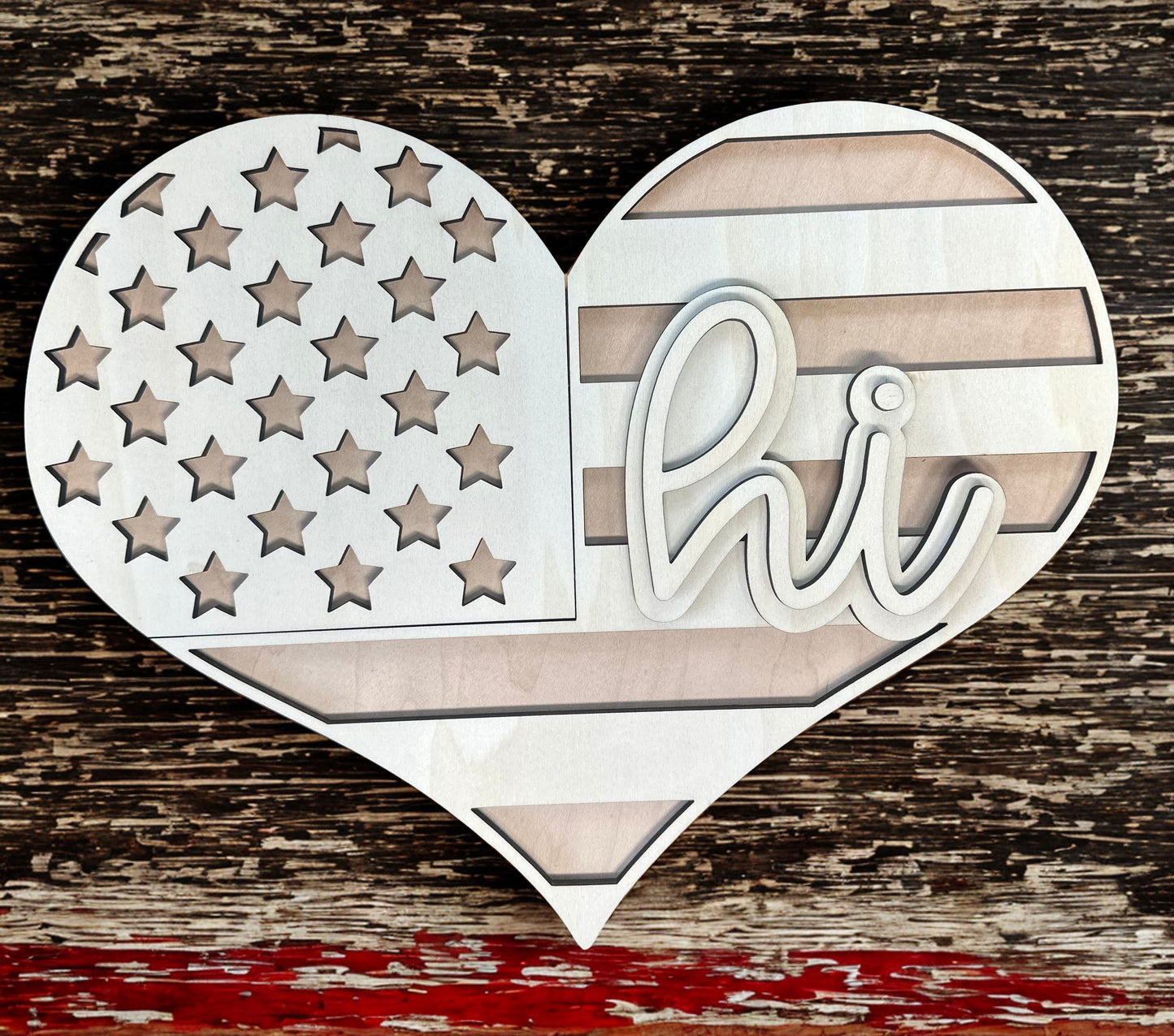 Patriotic, heart, laser, blank