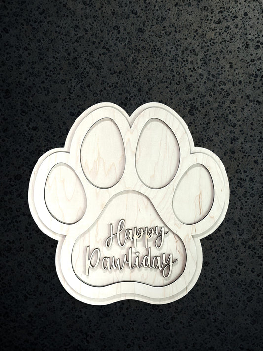 🐾 Happy Pawliday 3D Dog Paw Christmas Laser Blank 🎄