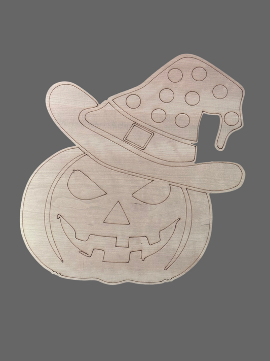 Pumpkin with witch hat laser blank