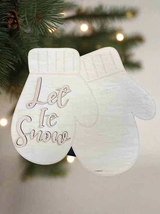 Let It Snow Mitten Laser Blank – 18x16, 1/4” Birch Plywood